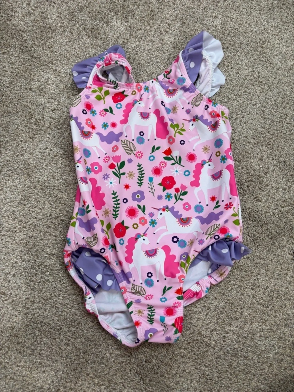 Millie Loves Lily Unicorn Ruffle One-Piece Swimsuit Little Girl Size 5